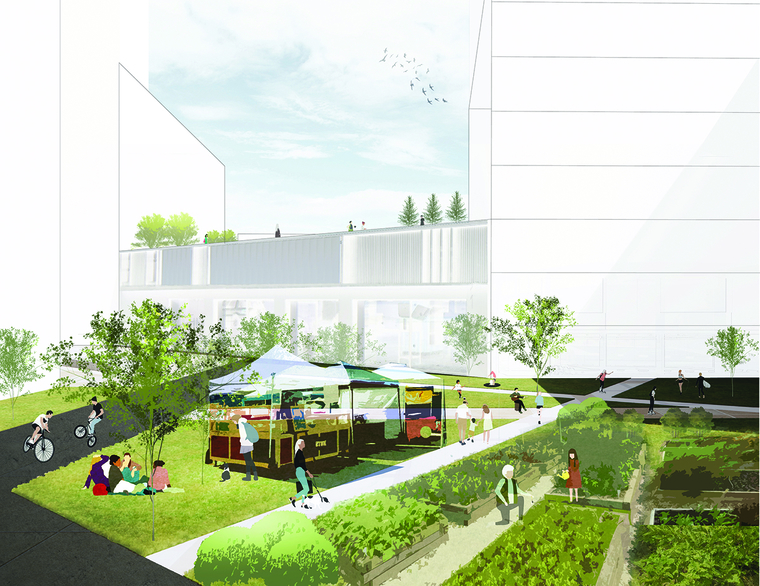 rendering of an outdoor plaze