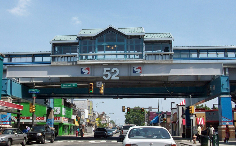 SEPTA 52 Street Station crossing over a street