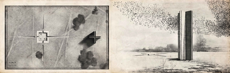 this proposal is for a crematorium (designed here as a sunken garden) where human remains (ashes) are mixed with bird seed