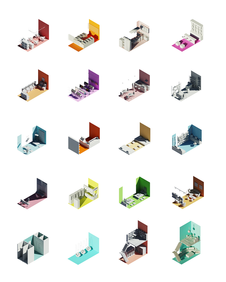 Several color studies for an architecture project