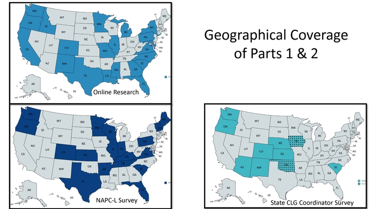 Comparative us maps with different states highlighted