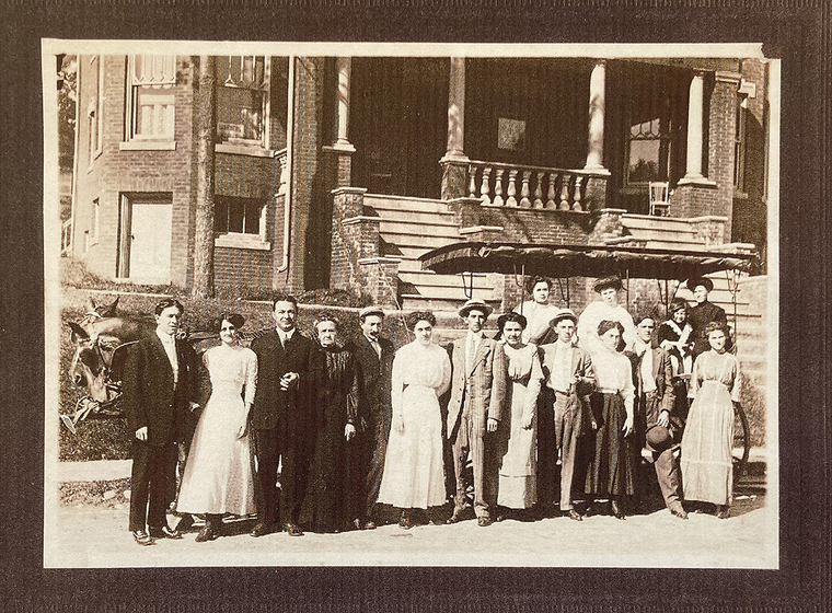 A gathering of the Paternaude familyin Strathglass Park, date unknown. Donated to the Rumford Area Historical Society by Muriel(