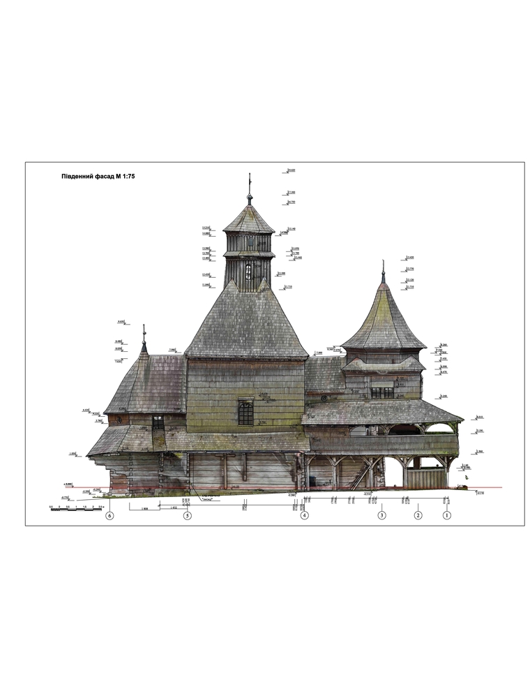 South Elevation Drawing with Photogrammetry, source:Yuriy Dubyk and Mykhailo Khokhel’, Department of Architecture and Conservati