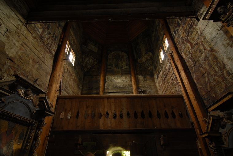 Interior view of the narthex, featuring the painted murals. Source: Mykola Bevz, Department of Architecture and Conservation, Lv