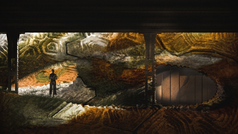 Under the Viaduct: View of the entrances to interior and exterior courtyard