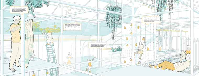 Rendering of the interior of greenhouse