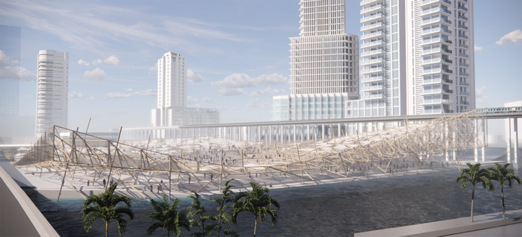 Rendering of a complex building