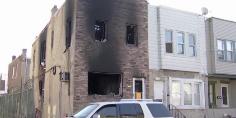 A row home showing the effects of a damaging fire