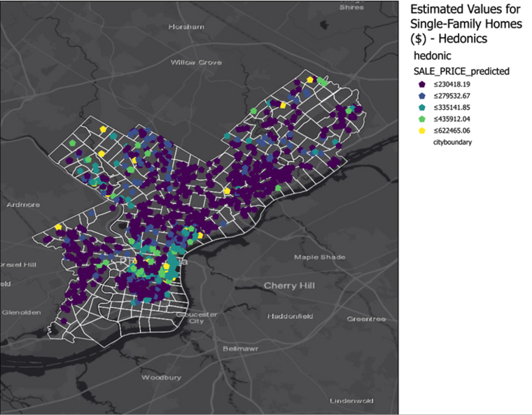 Map of Philadelphia describing home values