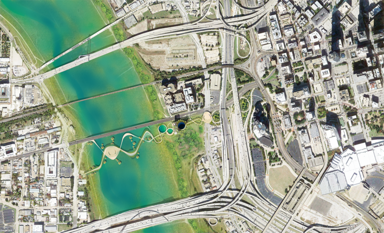 Topview showing the relationship to the urban context
