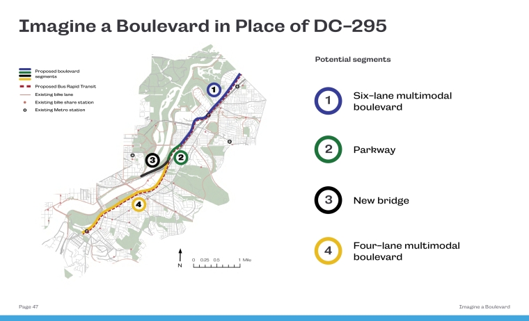 The studio chose to reimagine the DC-295 as a boulevard, with distinct features at different parts of the corridor.