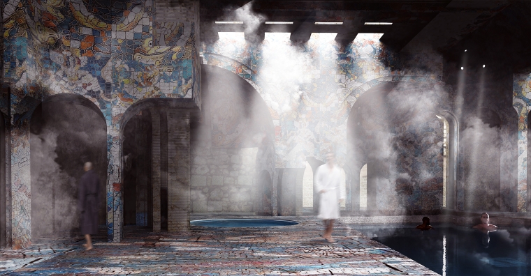 Bath House Interior Render
