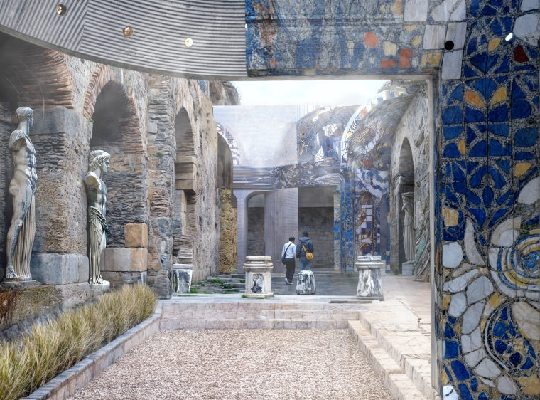 Bathhouse Courtyard Entrance Render