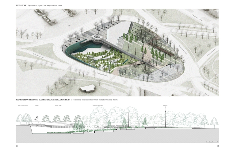 Isometric drawing and section