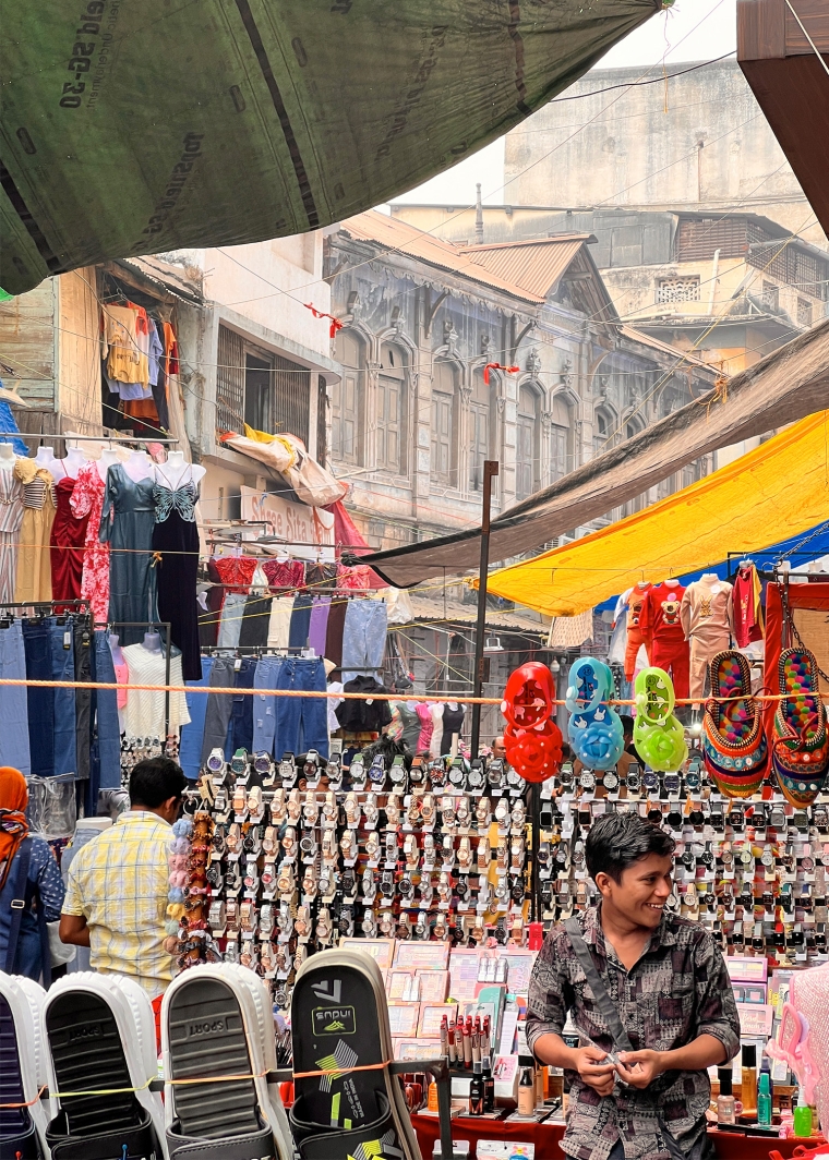 Chauta Bazaar and its layers of built structure, make-shift shops, and street vending.