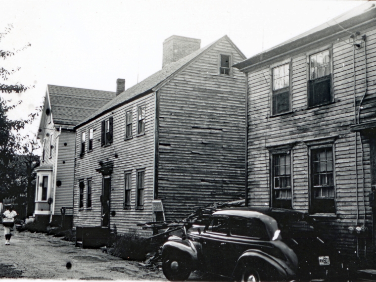Three Black residences on Hancock Street in Portsmouth that would be demolished during the Marcy-Washington Streets Project in the early 1960s (Portsmouth Athenaeum).