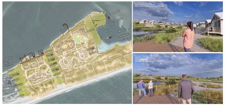 Proposed Design: Seasonal and temporary programs allow people to visit and play as well as allow the sand dune system to naturally build over time.