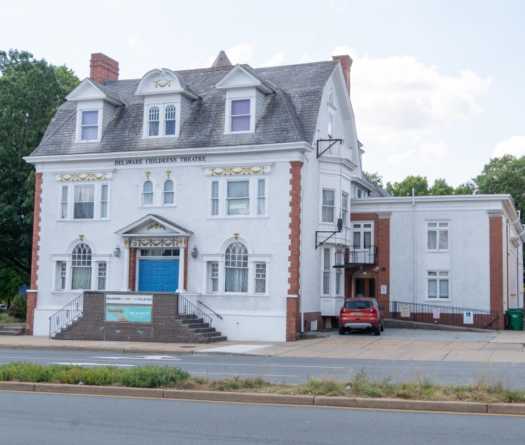 View of northeast and northwest elevations from across Delaware Avenue.