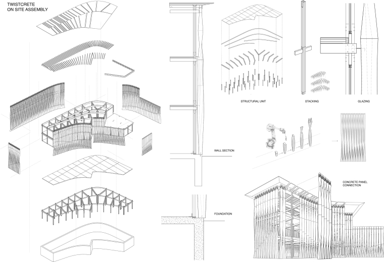 Assembly diagram and fabrication details for Twistcrete
