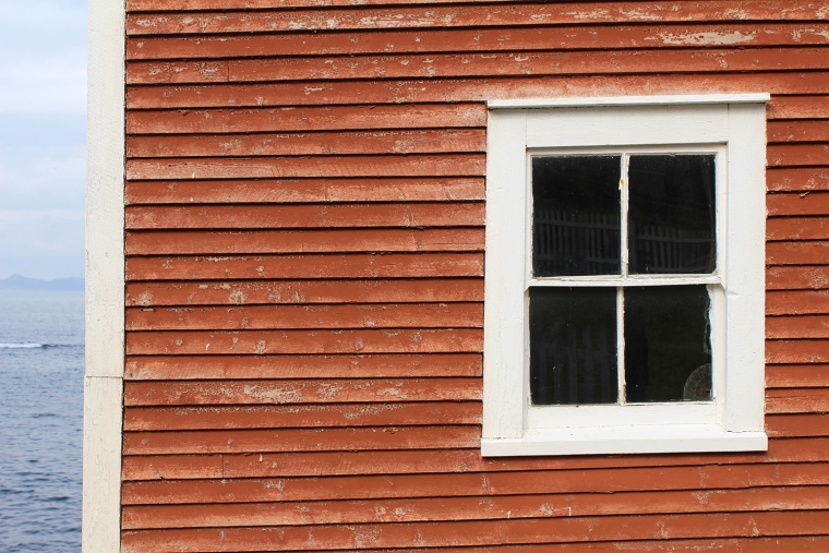 A close-up image of cod liver oil paint on the fish store in Red Cliffe, Newfoundland and Labrador.
