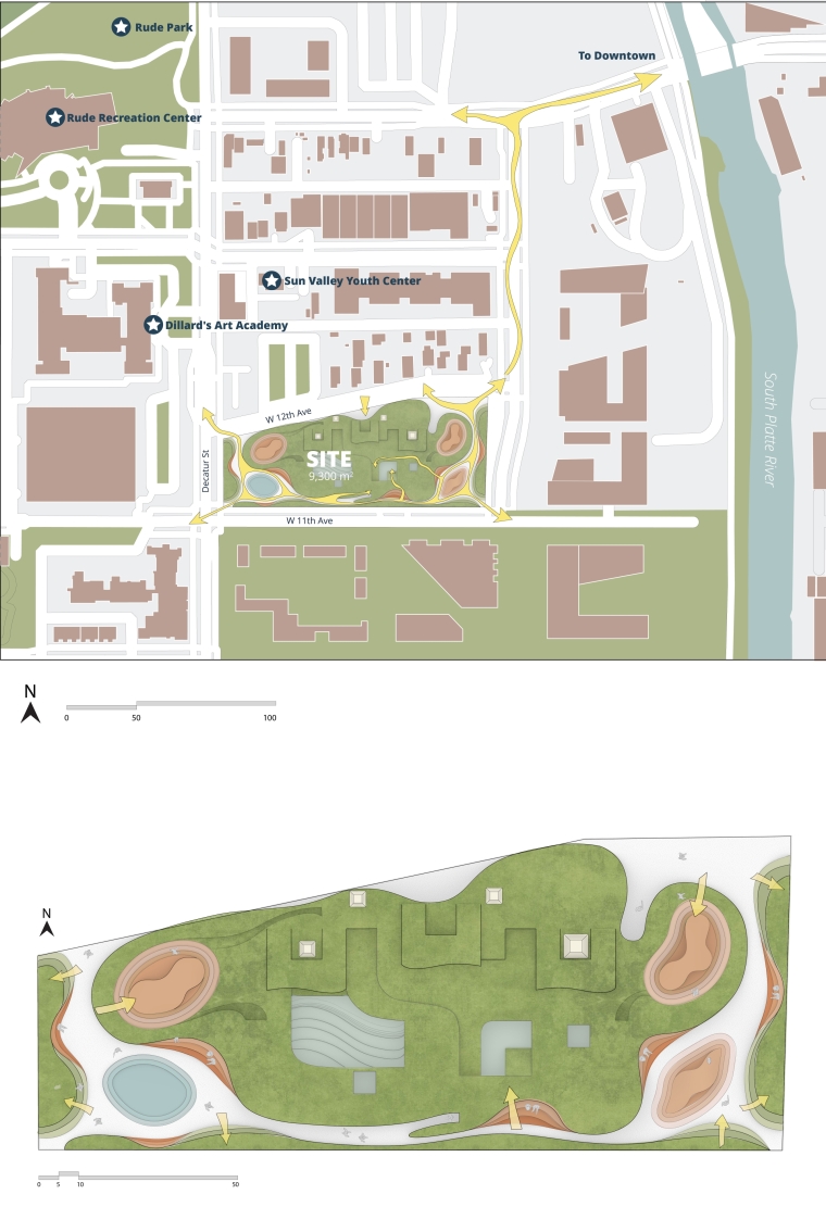 Site plan showing site integration to city