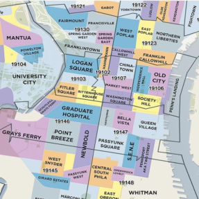 Map showing Philadelphia neighborhoods