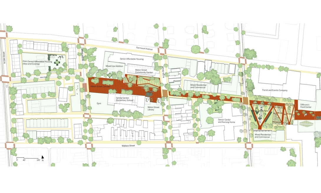 Rendering of pedestrian corridor