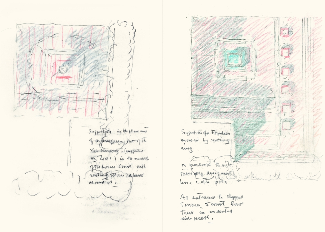 Spread showing color drawing