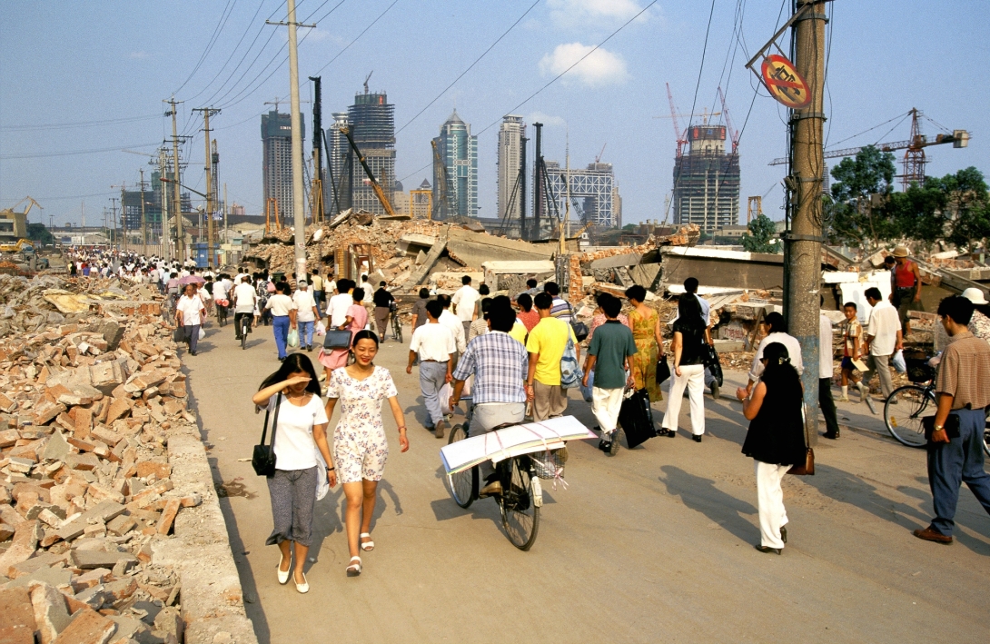 A group of people on a street