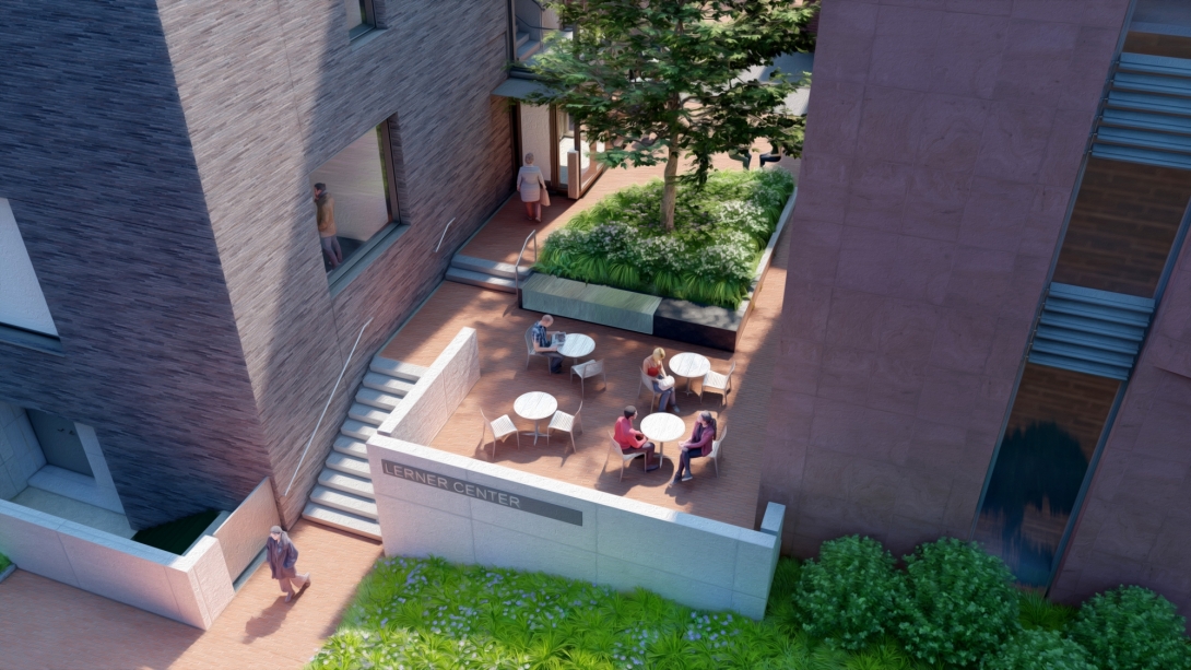Rendering of the space between Weitzman Hall and the Lerner Center