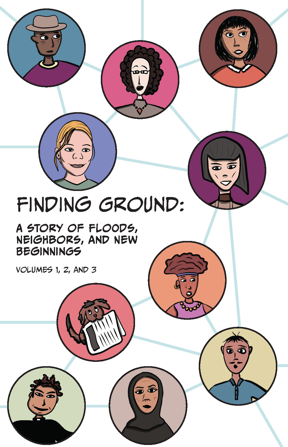 Finding Ground novel cover with faces of community members