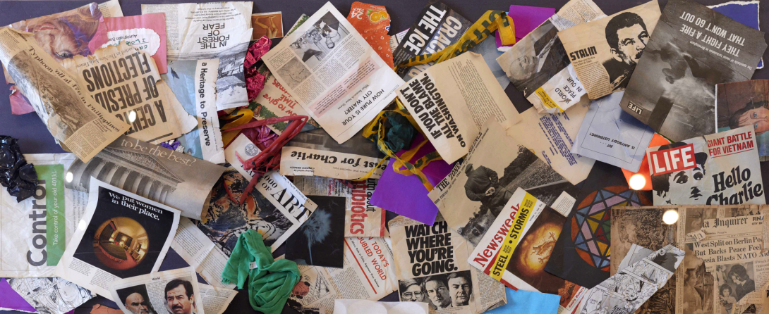 Ephemera on display in a vitrine