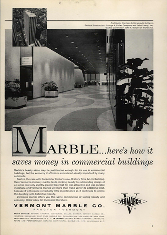 Historic ad from a magazine selling marble