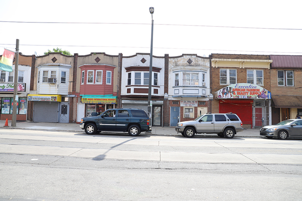 Facades of a block of storefronts