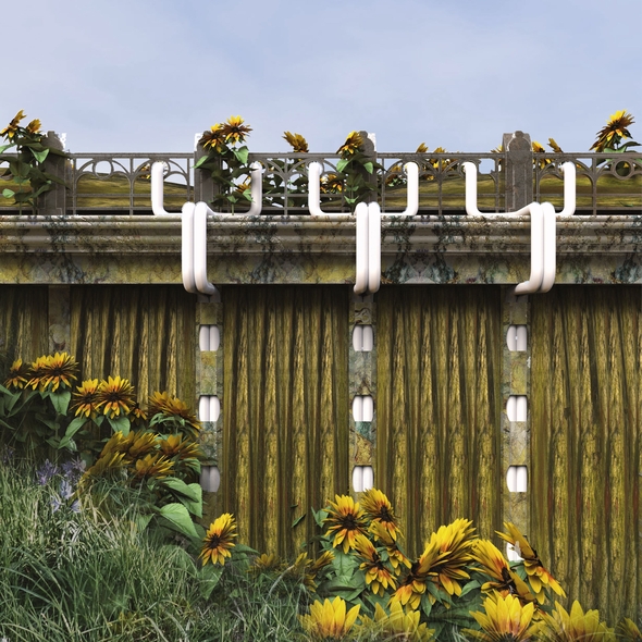 Marble arch exterior with sunflowers
