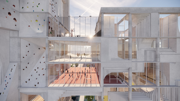 Existing structure retained and transformed into elevated playgrounds