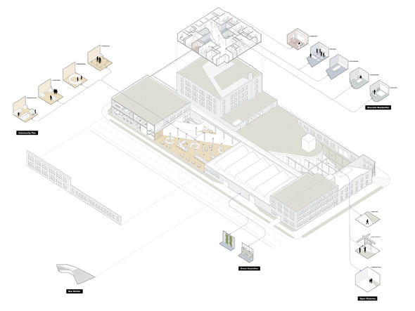 exploded axon of public spaces