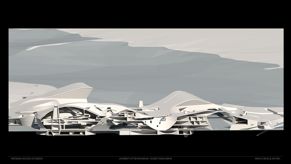 Rendered section of proposed project in white 