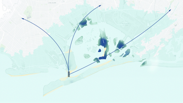 Managed retreat plan in year 2200, people will move inland from the dam. 