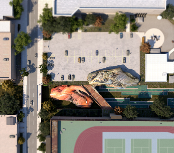 Bird's eye view of project and its interaction with surrounding context.