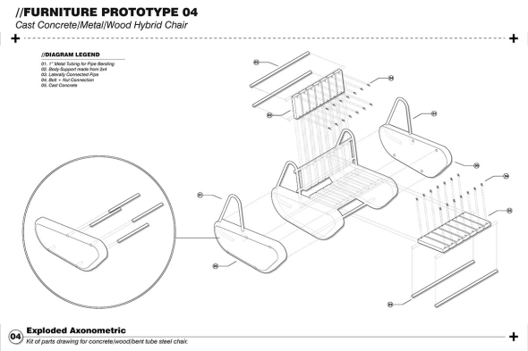 Axonometric drawing of a chair