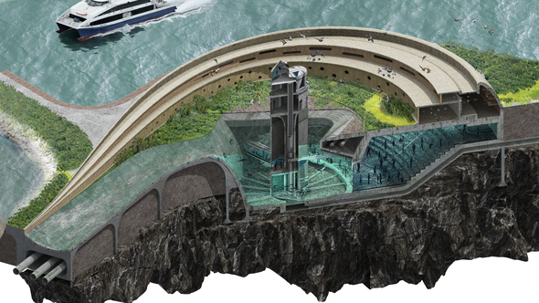 The water treatment plant and aquarium exploded isometric view 