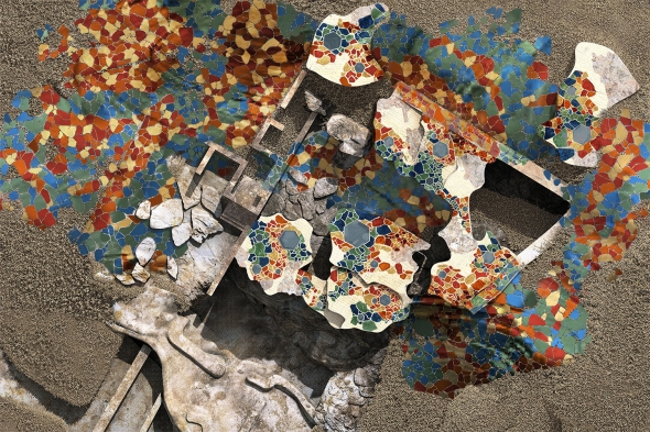 Site plan showing the mosaic spanning throughout the site