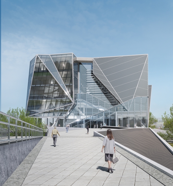entrance view exterior rendering