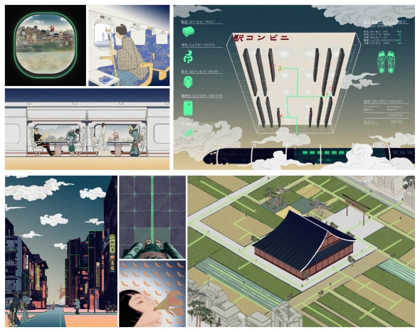 Illustration of future urban life scenarios 01
