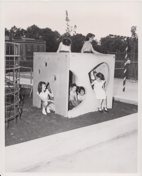 Kids at the playhouse at the Kingsessing Recreation Center in 1957. Source: Philadelphia Department of Parks and Recreation Archive.