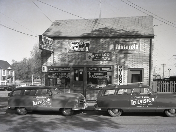 Thomas Cobb’s Radio and Television Store on Deer Street, owned by the local NAACP chapter president who would be displaced by the Vaughan Street Project by 1968 (Portsmouth Athenaeum).