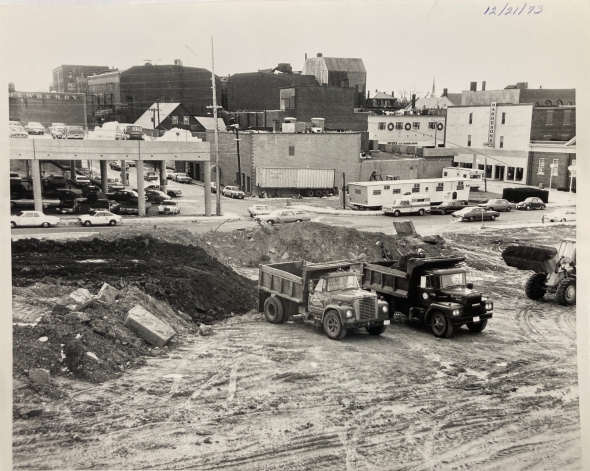 Post-demolition cleanup in 1973 during the Vaughan Street Project (Portsmouth Athenaeum).