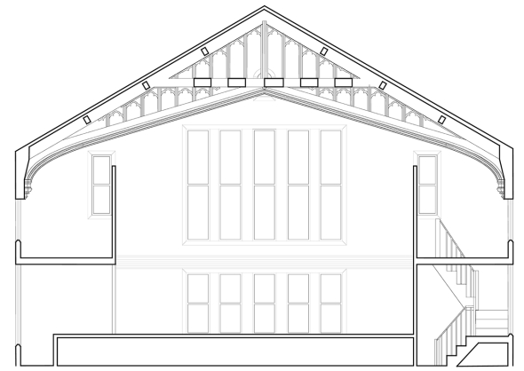 Elevation of Parish House stage