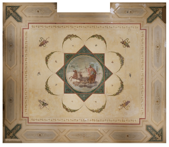 Orthorectified photograph of north parlor ceiling.